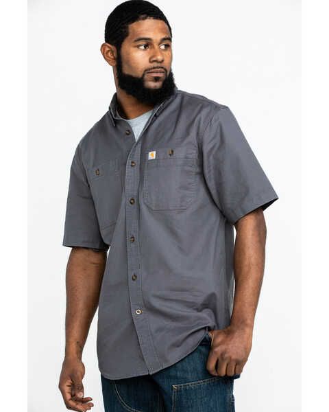 Image #5 - Carhartt Men's Rugged Flex Rigby Short Sleeve Work Shirt , Charcoal, hi-res