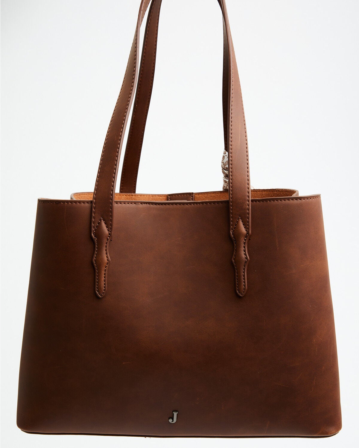 Justin Women's Signature Tote with Paisley Print Scarf, Brown, hi-res
