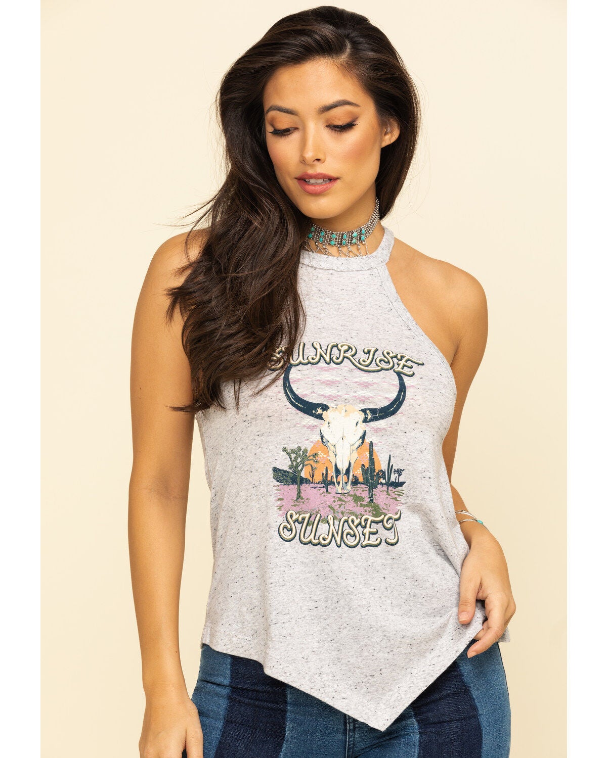 Image #1 - Shyanne Women's Sunrise Sunset Speckle Halter Tank Top, , hi-res