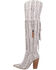 Dingo Women's Kitty Kat Snake Print Fringe Tall Western Boot - Pointed Toe, White, hi-res