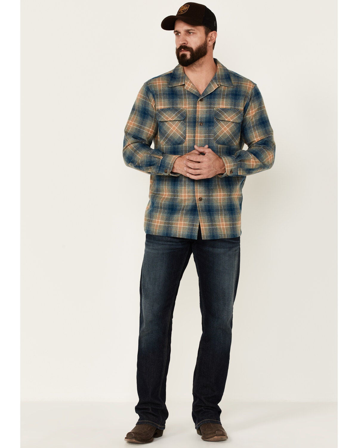Pendleton Men's Grey Board Large Plaid 