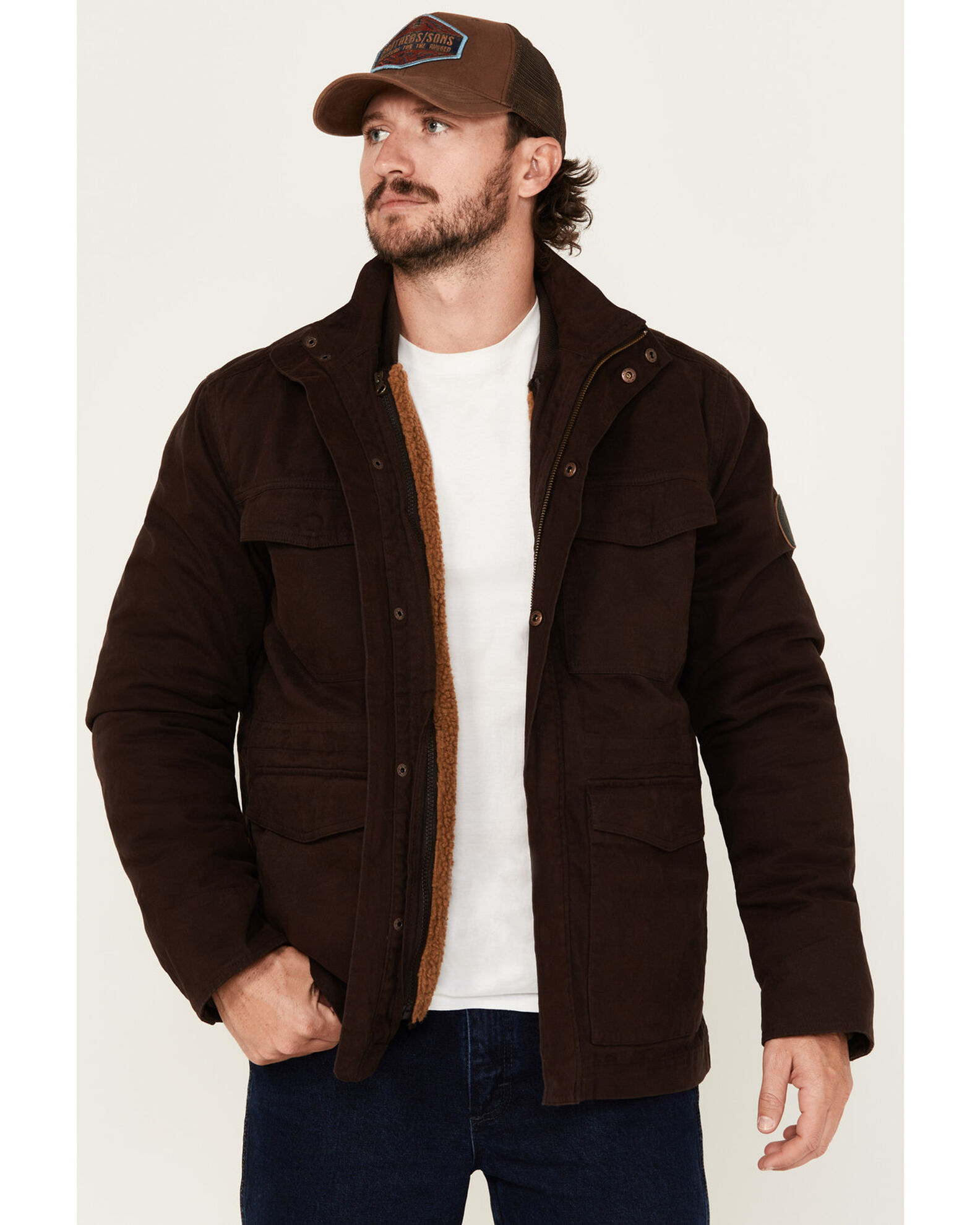 Image #1 - Brothers and Sons Men's Hashem 3 in 1 Sherpa Lined Jacket, Brown, hi-res