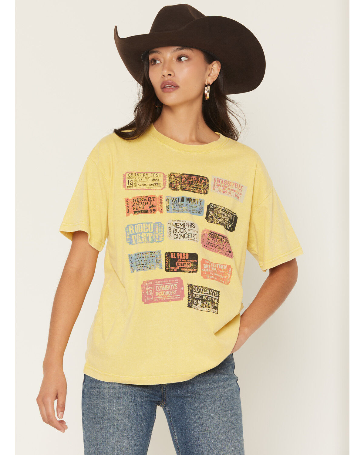 Image #1 - Cleo + Wolf Women's Ticket Stub Short Sleeve Graphic Boyfriend Tee, Light Green, hi-res