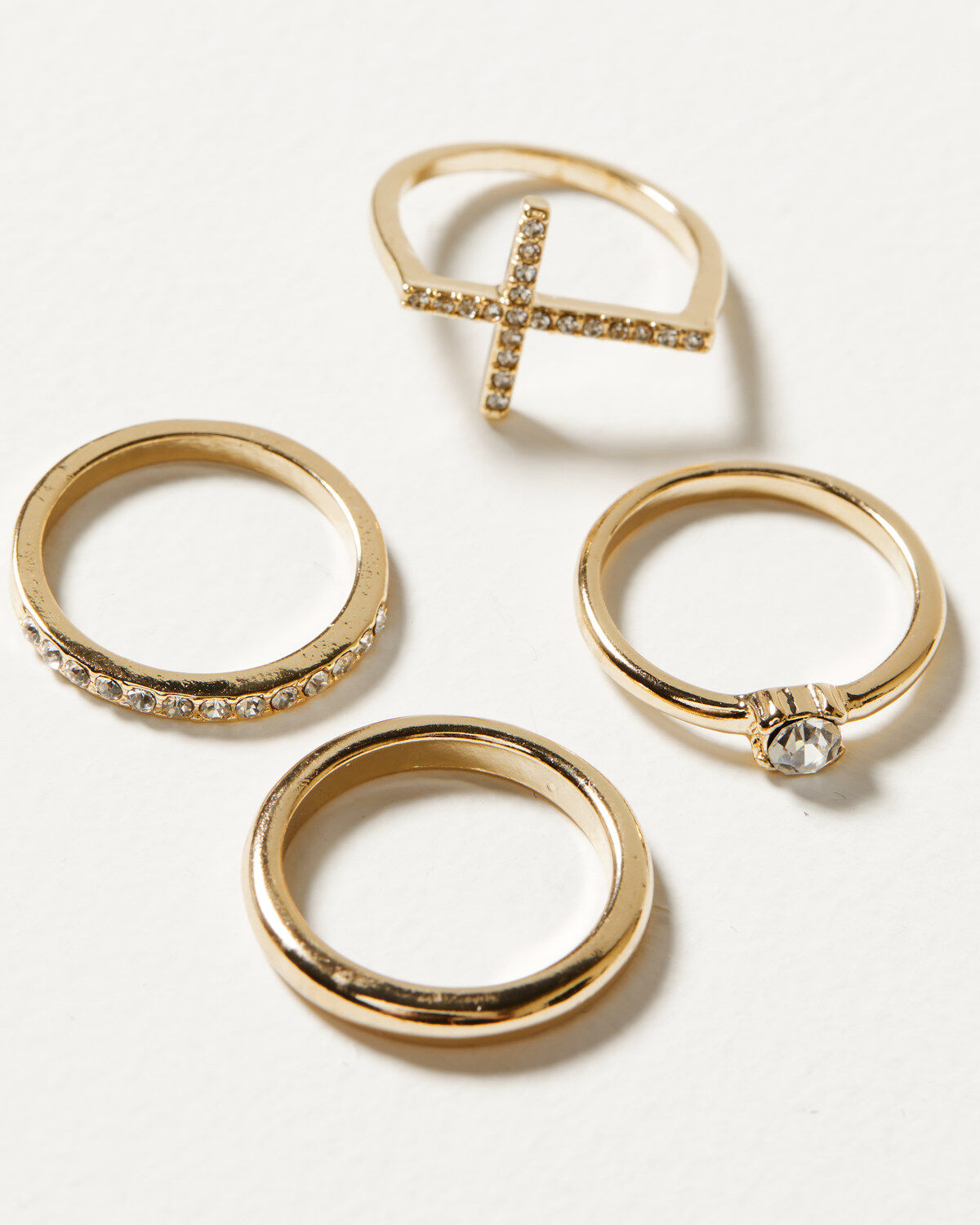 Image #1 - Shyanne Women's Cross Ring Set - 4 Piece, Gold, hi-res