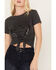 Image #3 - Shyanne Women's Tie-Front Foil Mountain Graphic Tee, Charcoal, hi-res