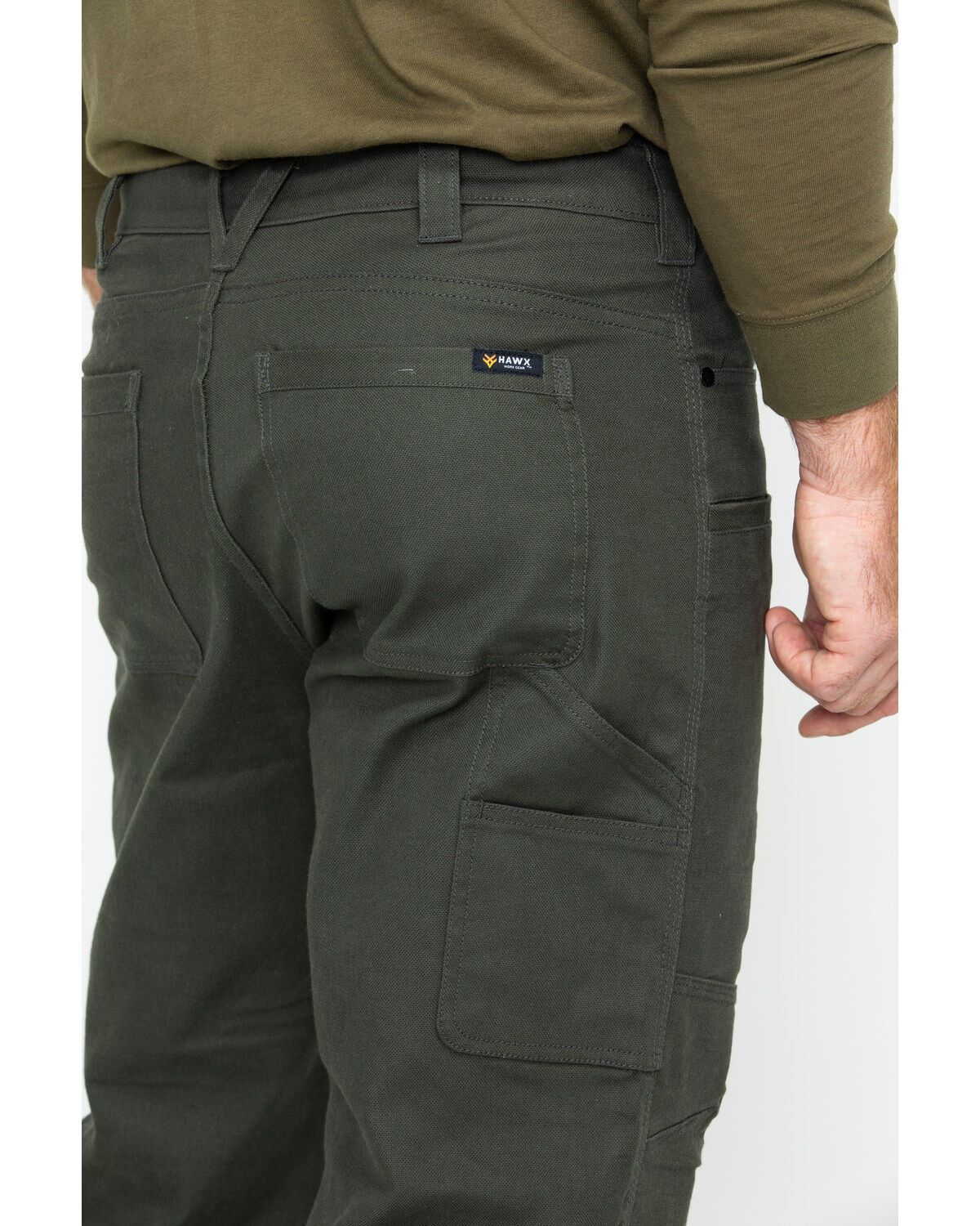Image #3 - Hawx Men's Stretch Canvas Utility Work Pants, Moss Green, hi-res