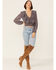Lush Women's Floral Cinch Front Top, Blue, hi-res