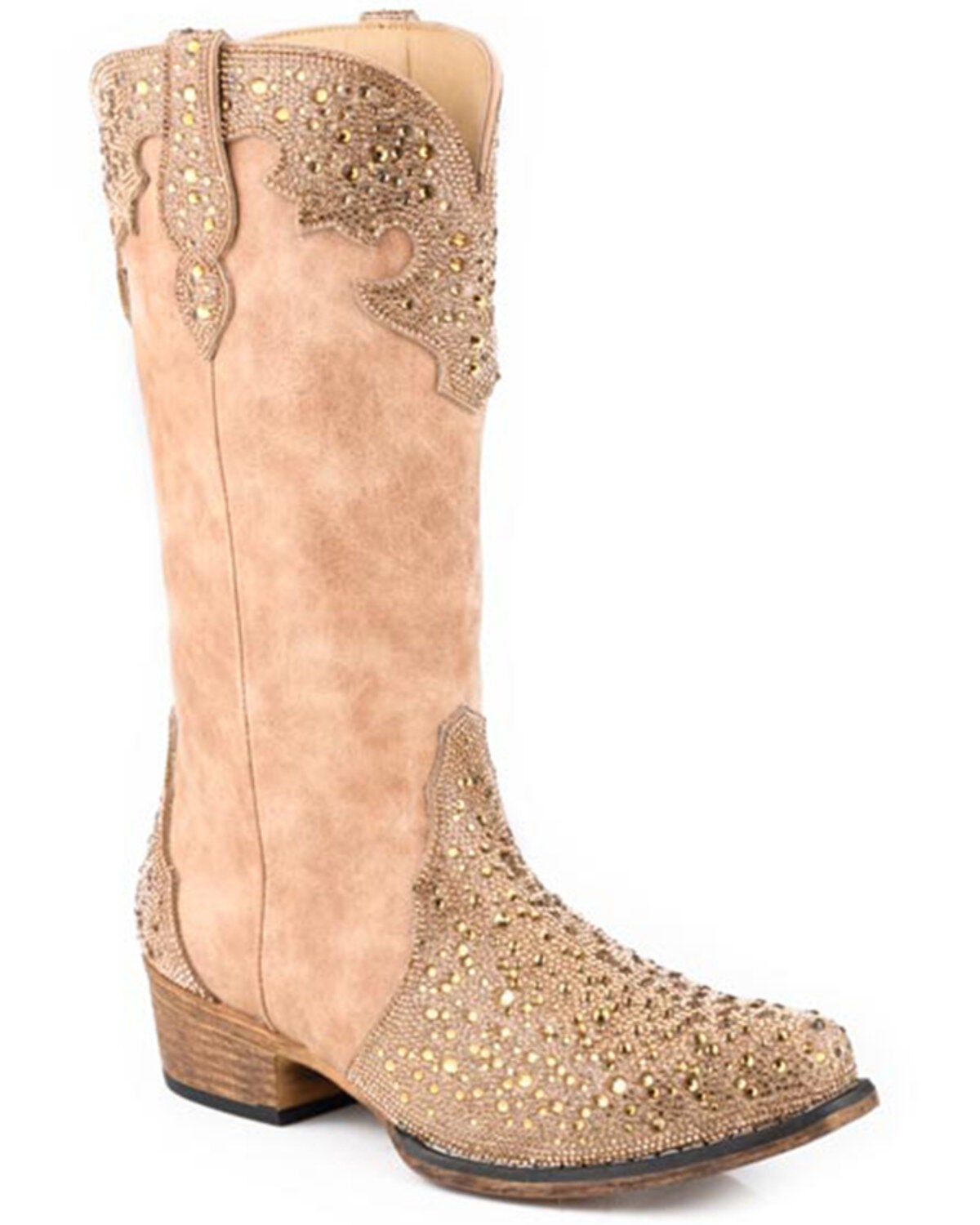 Roper Women's Riley Jewells Western Boots - Snip Toe, Tan, hi-res