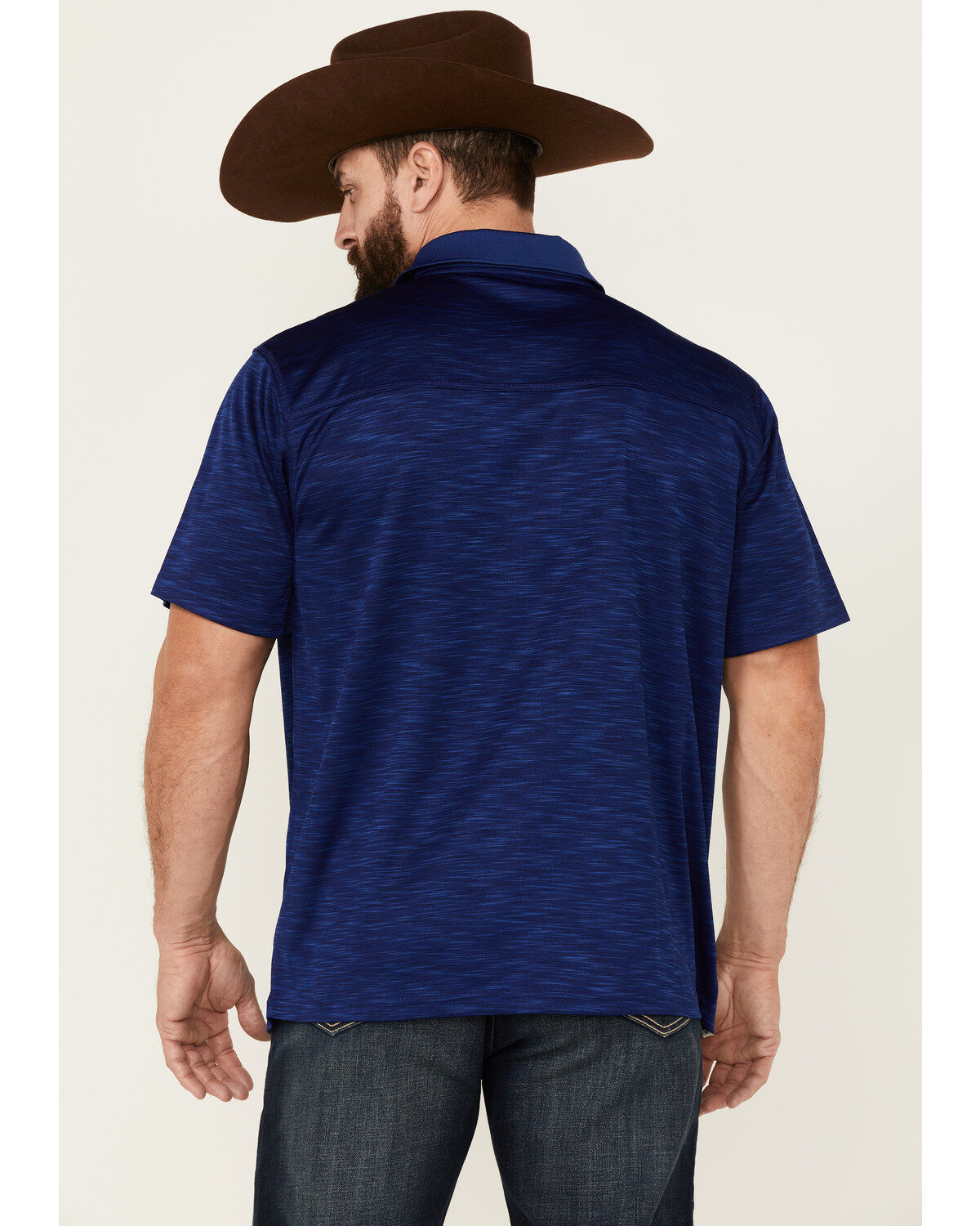 Image #4 - RANK 45® Men's Elite Stripe Short Sleeve Performance Polo Shirt, Blue, hi-res