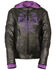 Image #1 - Milwaukee Leather Women's 3/4 Leather Jacket With Reflective Tribal Detail, Black/purple, hi-res