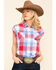 Image #1 - Cumberland Outfitters Women's Americana Plaid Short Sleeve Western Shirt, , hi-res