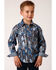 Image #1 - Roper Boys' West Made Midnight Southwestern Print Long Sleeve Western Shirt, , hi-res
