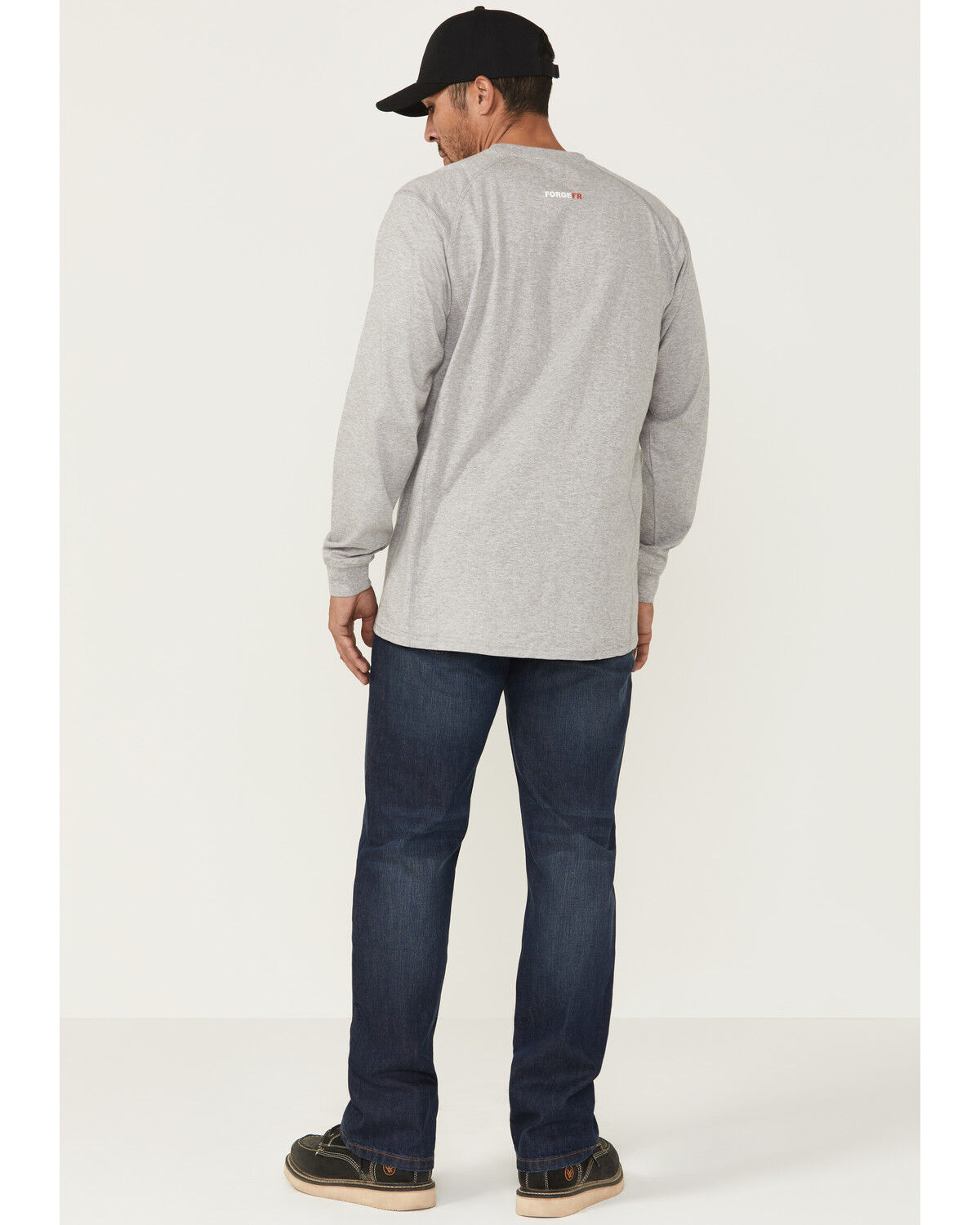 Image #3 - Forge Workwear Men's FR Cross Hatch Medium Wash Inherent Relaxed Bootcut Rigid Denim Jeans, Medium Blue, hi-res