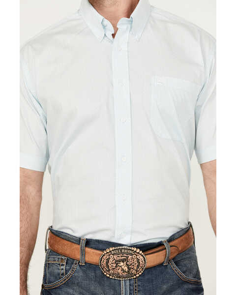 Image #3 - Cinch Men's Geo Print Short Sleeve Button-Down Western Shirt - Big, Light Blue, hi-res