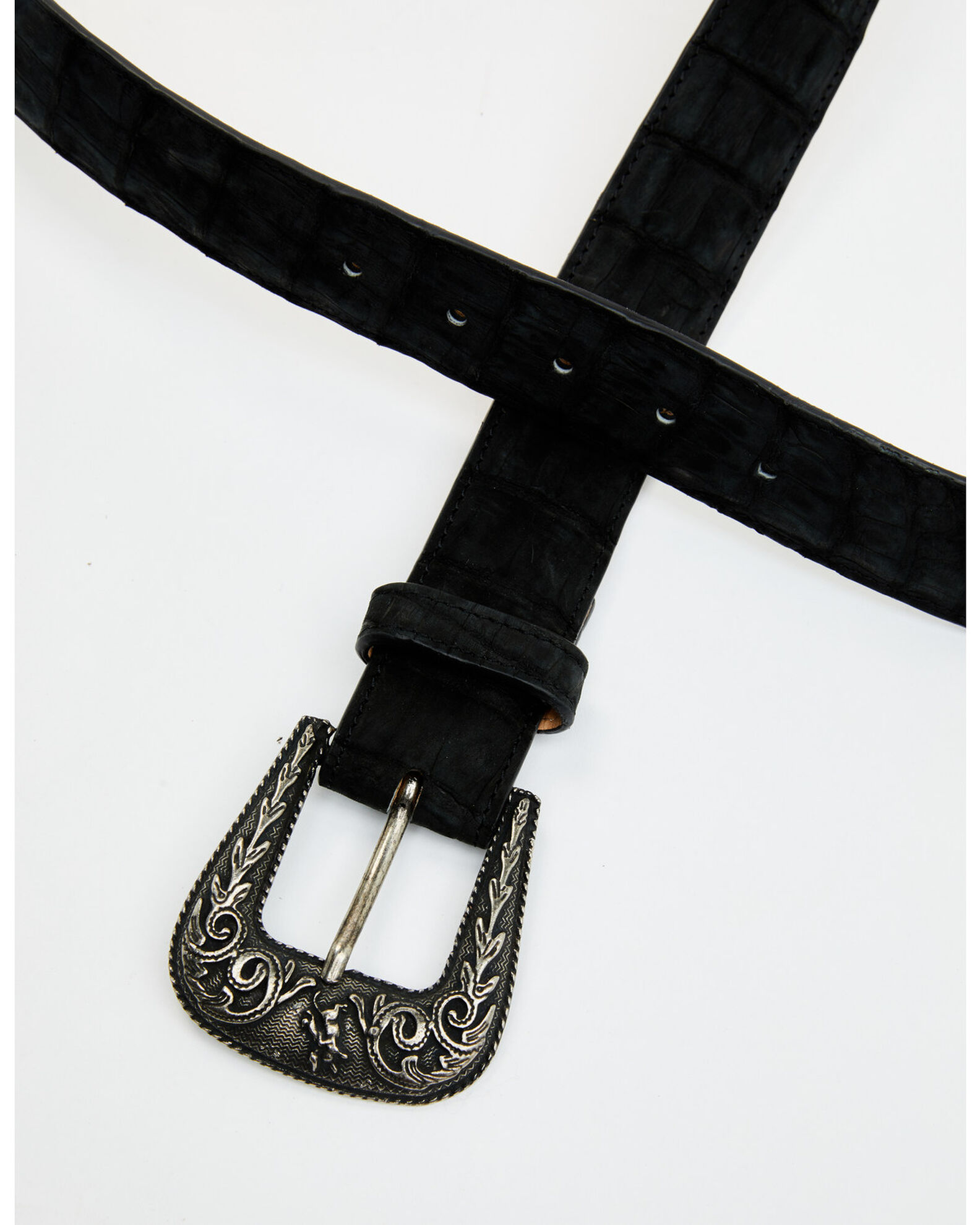 Image #2 - Cody James Men's Nubuck Suede Caiman Leather Belt, Black, hi-res