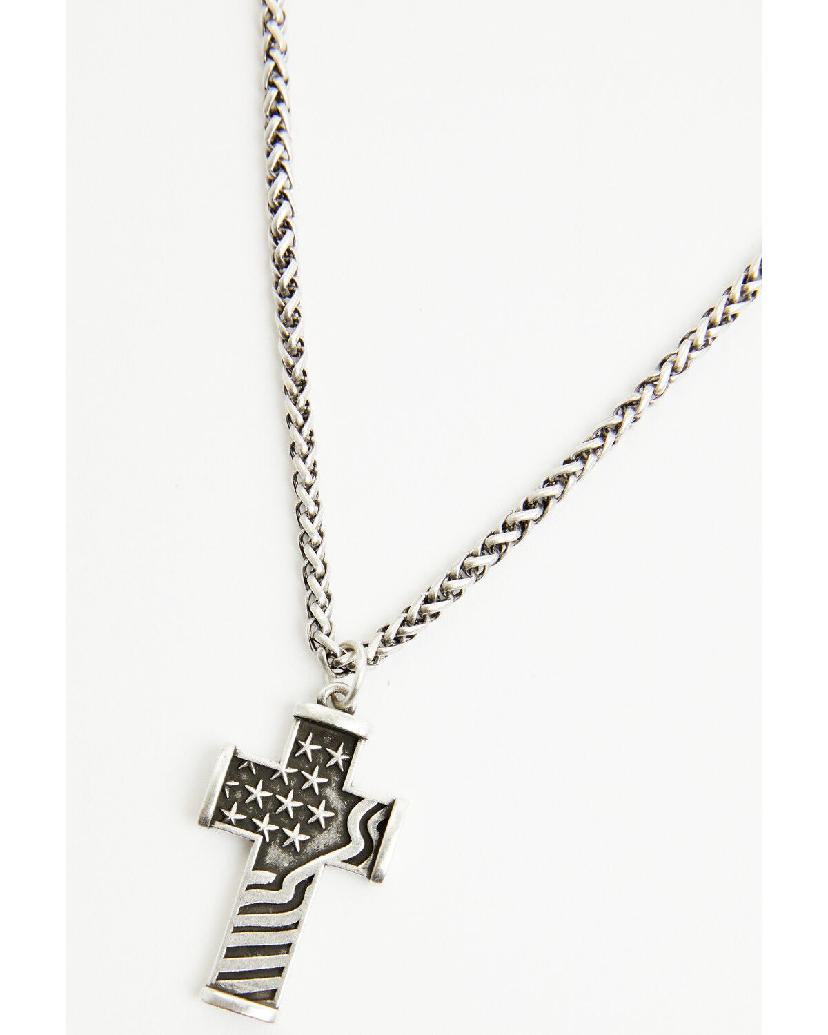 Image #2 - Cody James Men's Flag Cross Necklace, Silver, hi-res