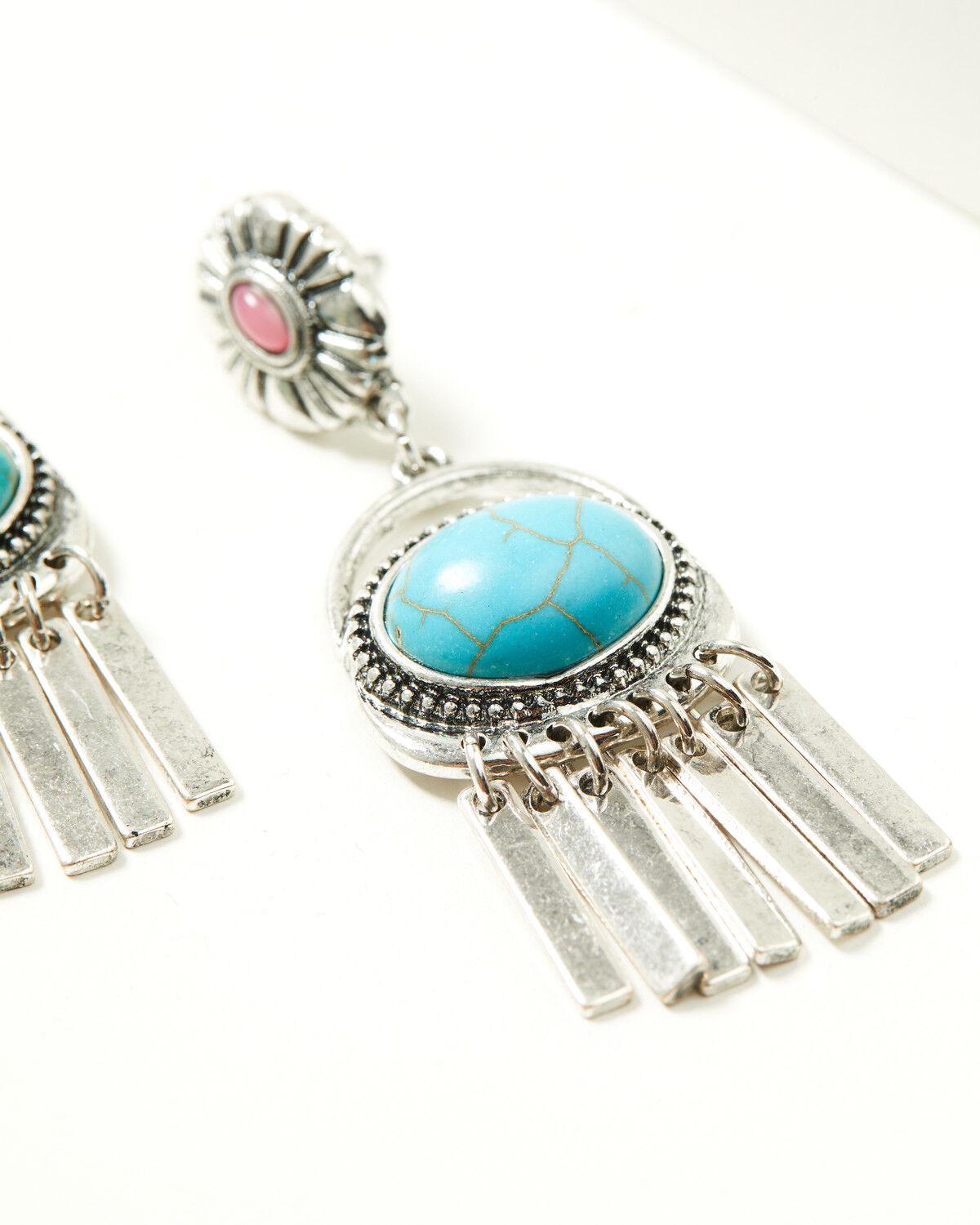 Image #2 - Shyanne Women's Concho Fringe Earrings, Silver, hi-res