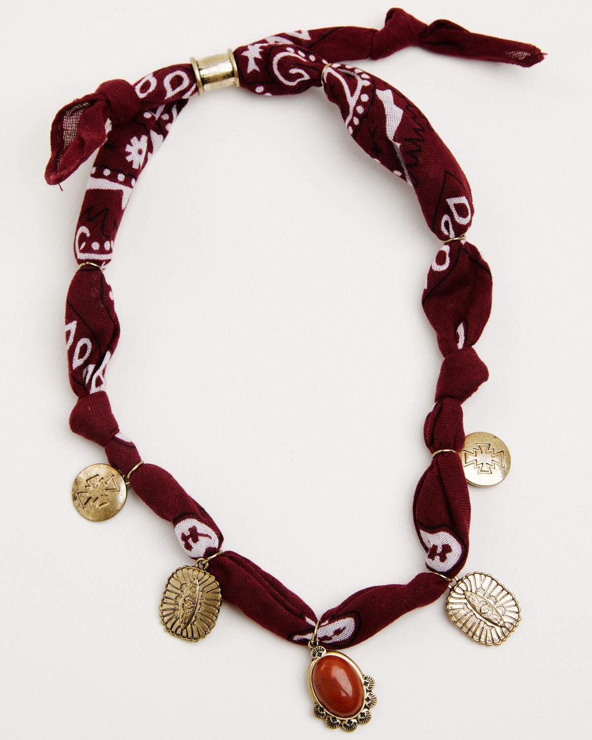 Shyanne Women's Golden Skyland Charm Bandana Necklace, Red, hi-res
