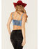 Image #4 - Vibrant Denim Women's Medium Wash Butterfly Denim Cropped Top, Medium Wash, hi-res