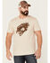 Moonshine Spirit Men's Flame Skull Graphic Short Sleeve T-Shirt , Camel, hi-res