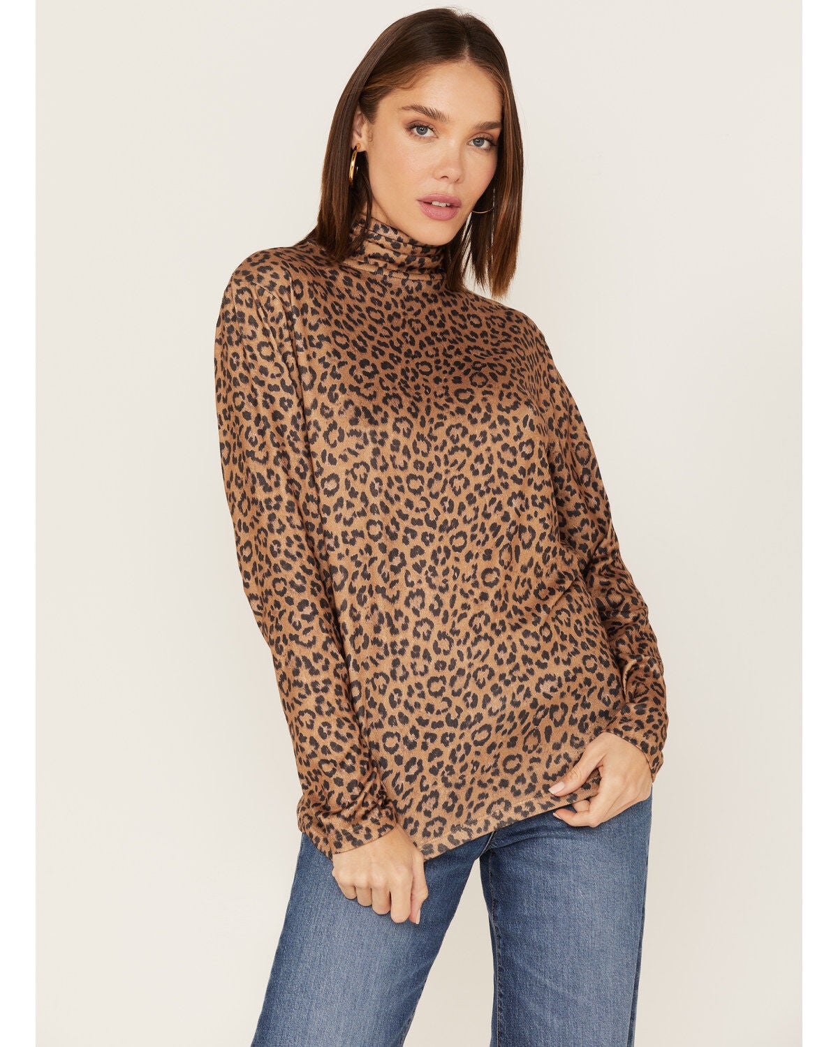 Tasha Polizzi Women's Kylie Leopard Print Turtleneck, Chocolate, hi-res