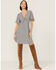 Beyond The Radar Women's Gingham Tie Front Fit & Flare Dress, Black/white, hi-res