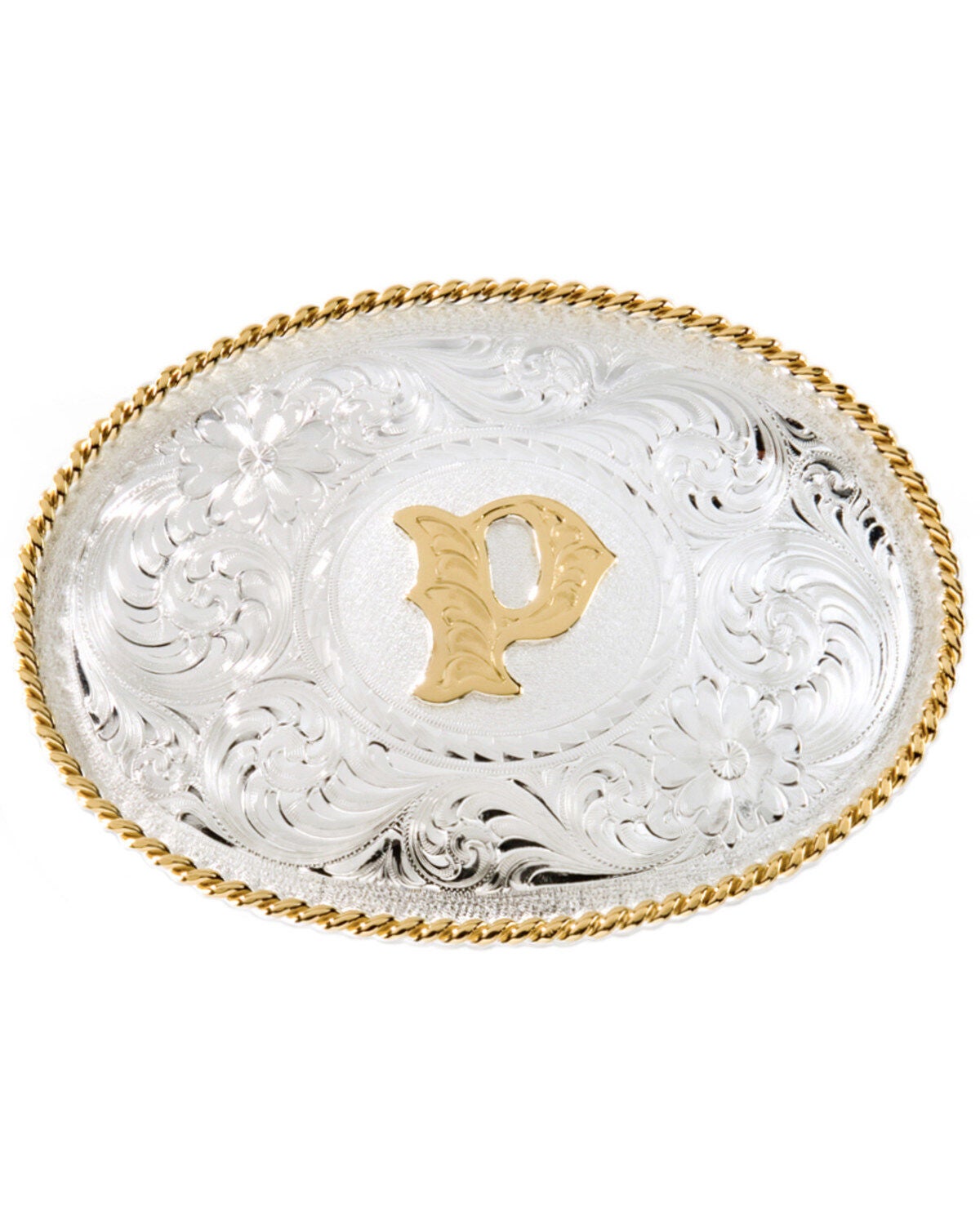 Montana Silversmiths Initial "P" Buckle, Silver, hi-res