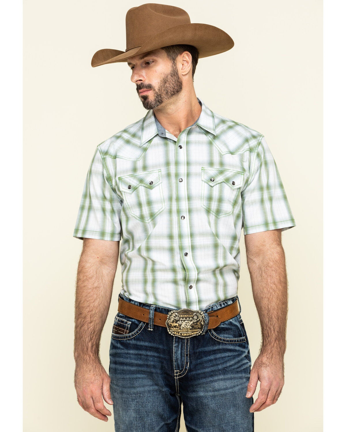 Image #1 - Cody James Men's Woodlands Large Plaid Short Sleeve Western Shirt, , hi-res
