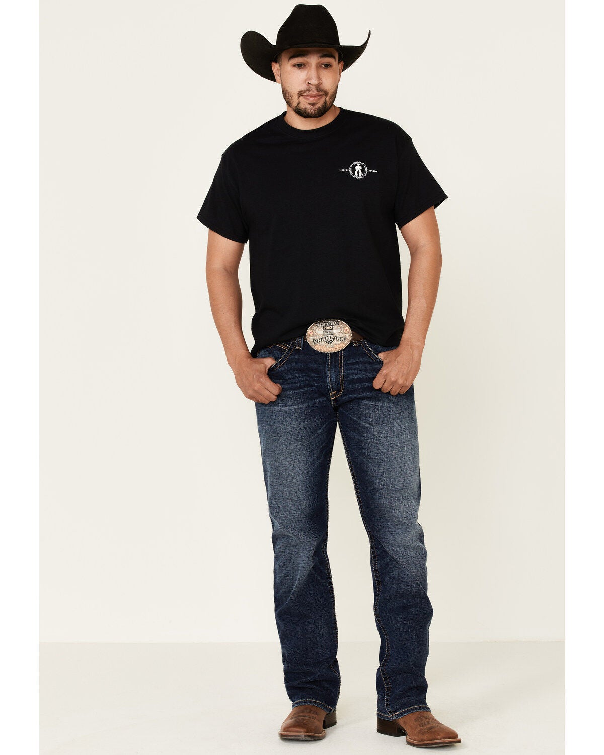 Cowboy Up Men's Black Two Words America 