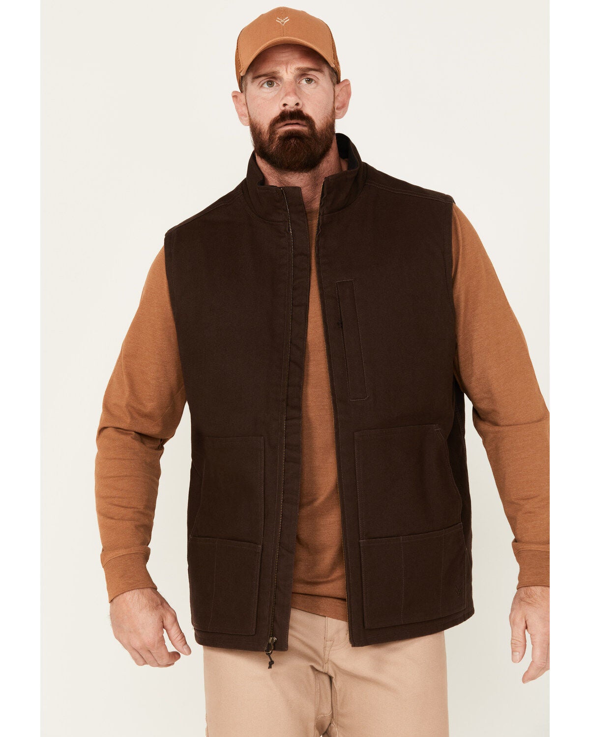 Hawx Men's Pro Lined Duck Work Vest, Brown, hi-res