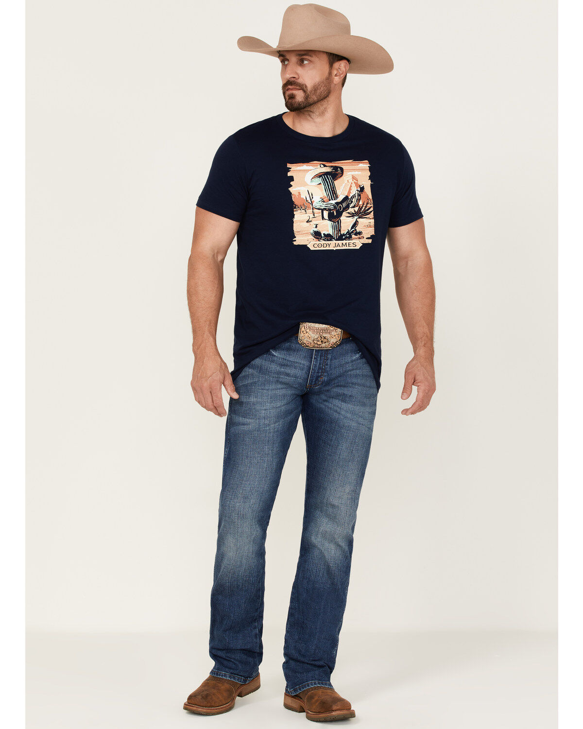Image #2 - Cody James Men's Cactus Player Graphic Short Sleeve T-Shirt, Navy, hi-res