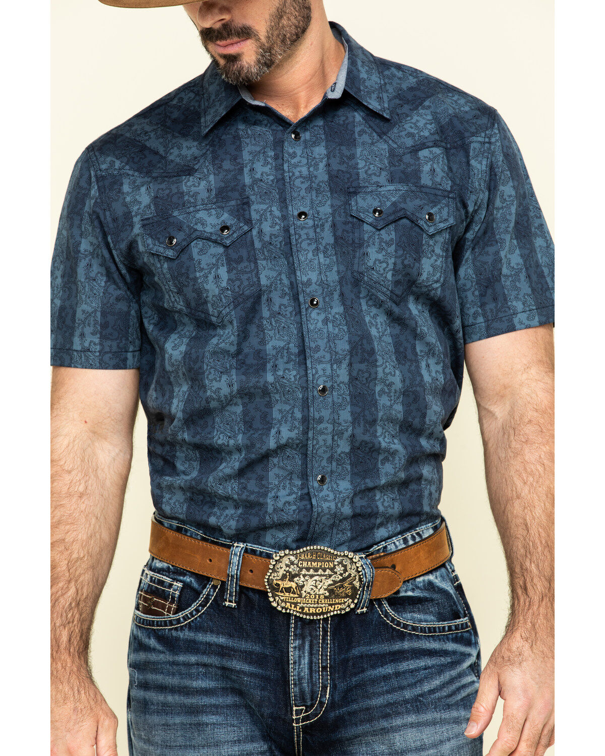 Image #4 - Cody James Men's Paisley Check Plaid Short Sleeve Western Shirt , , hi-res
