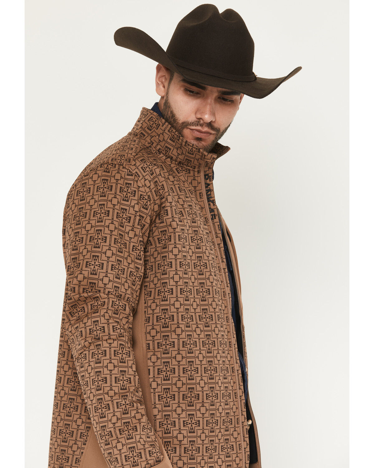 Image #2 - RANK 45® Men's Monroe Southwestern Color Block Softshell Jacket, Lt Brown, hi-res