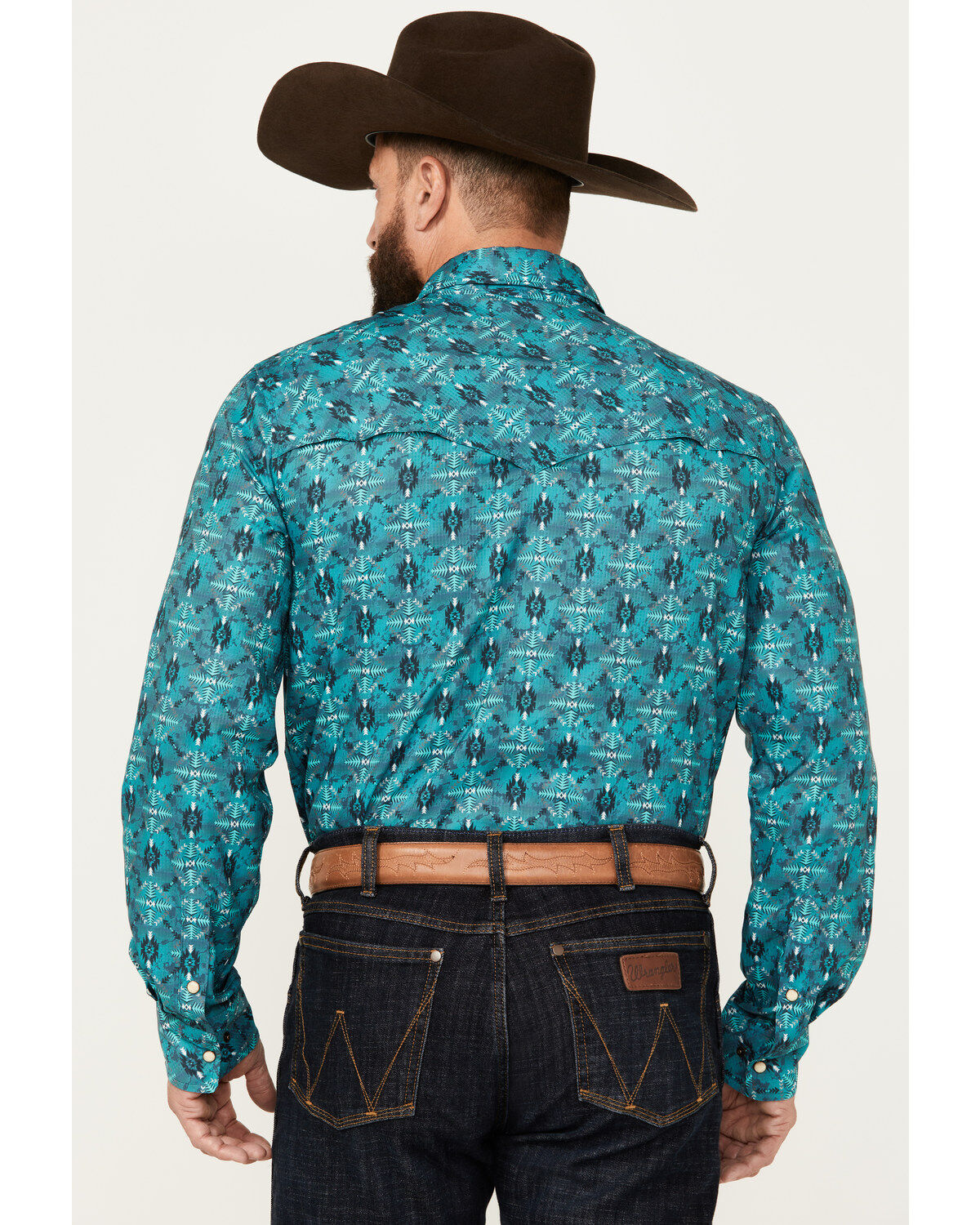 Image #4 - Rock & Roll Denim Men's Southwestern Print Ripstop Long Sleeve Snap Performance Western Shirt, , hi-res