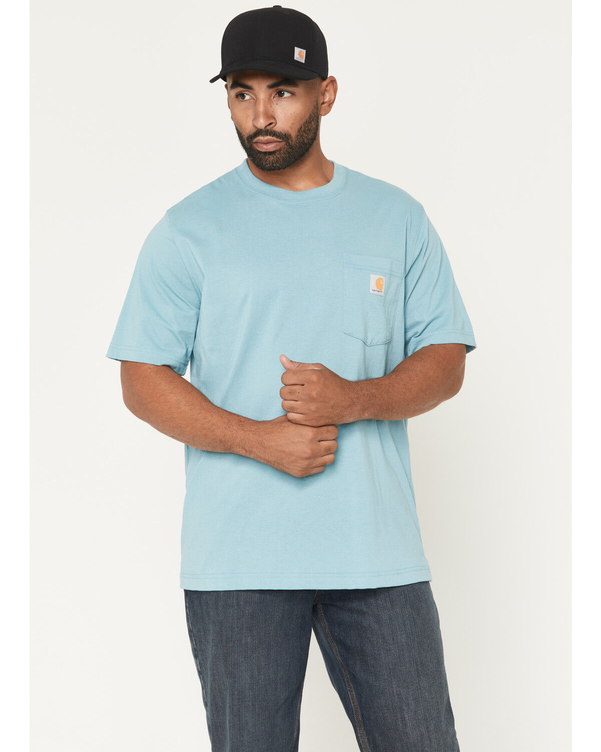 Image #2 - Carhartt Men's Relaxed Fit Lightweight Short Sleeve Pocket T-Shirt, Blue, hi-res