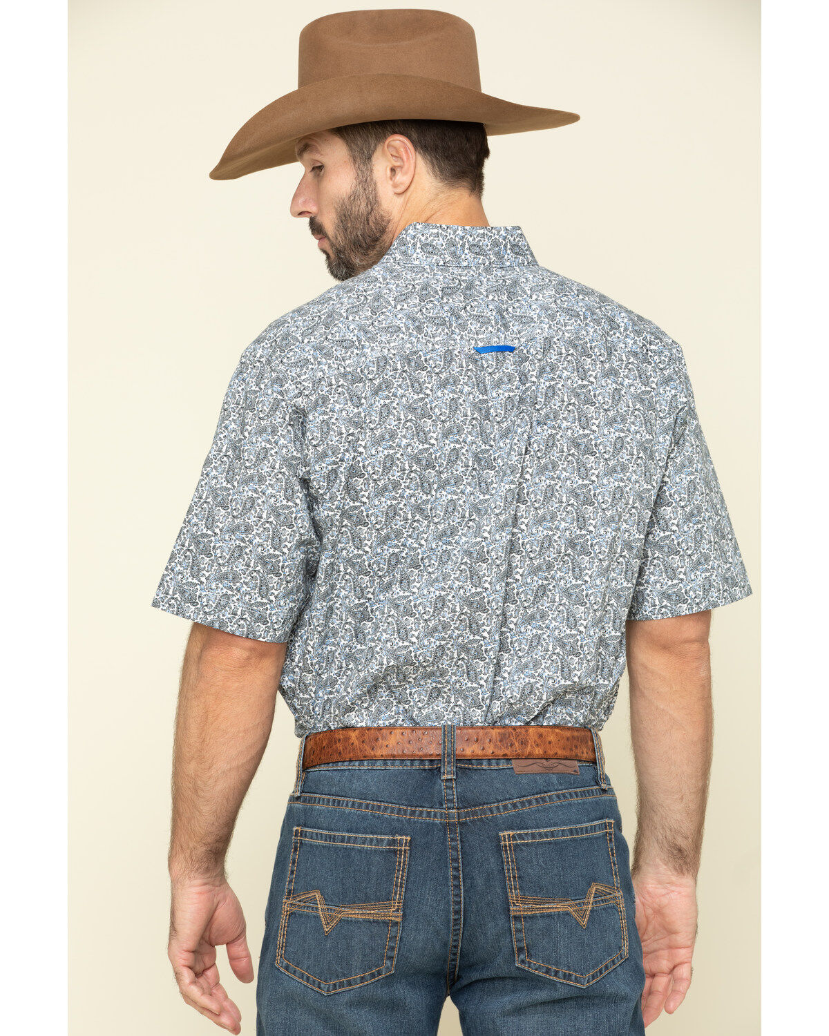 Image #2 - Tuf Cooper Men's Competition White Stretch Paisley Print Short Sleeve Western Shirt, , hi-res