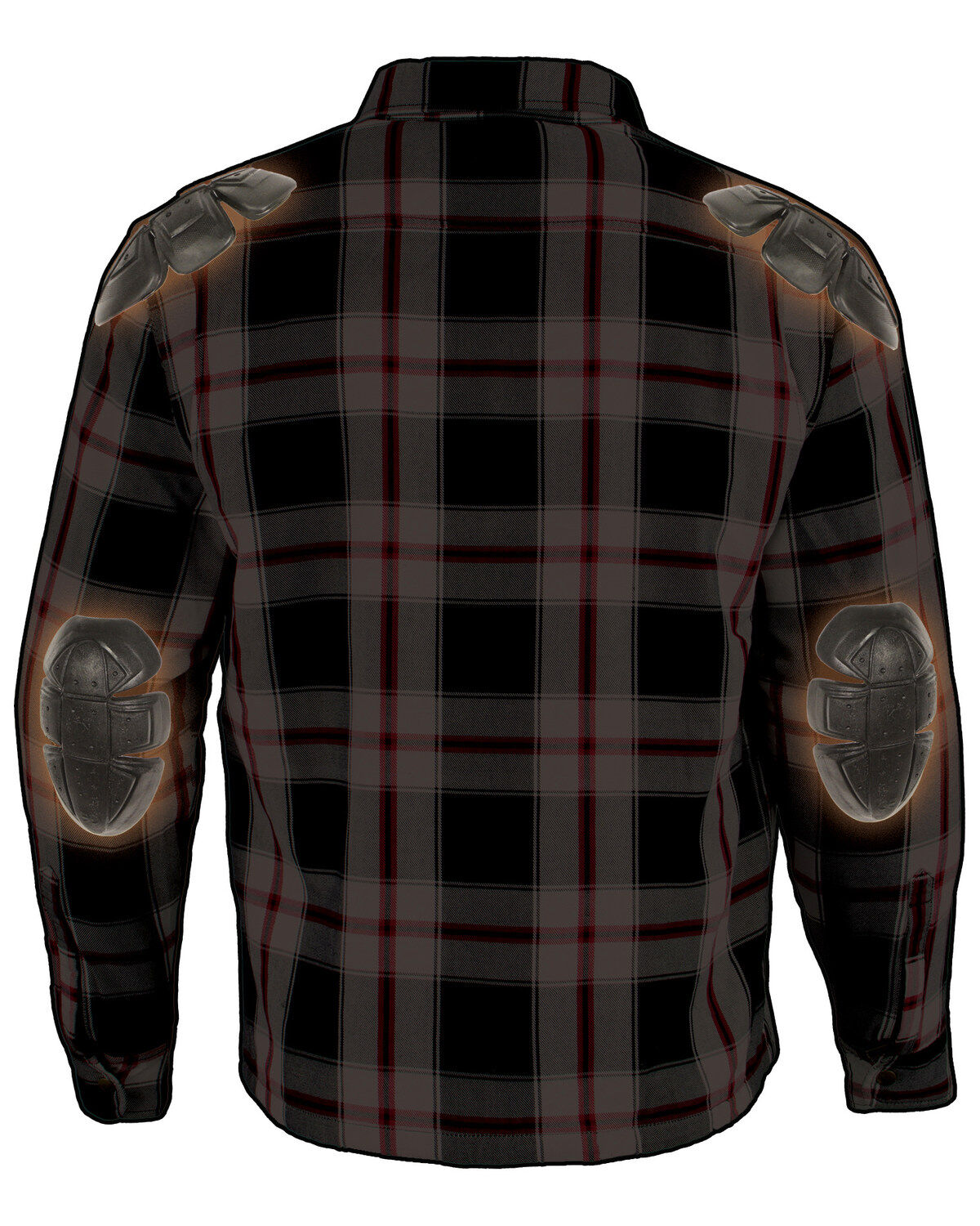 Image #2 - Milwaukee Performance Men's Black/White/Red Aramid Flannel Biker Jacket, Black/red, hi-res