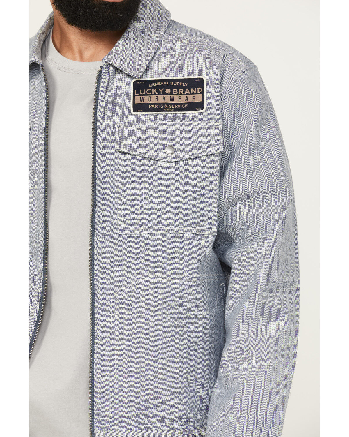 Image #3 - Lucky Brand Workwear Men's Herringbone Gas Station Jacket, Blue, hi-res