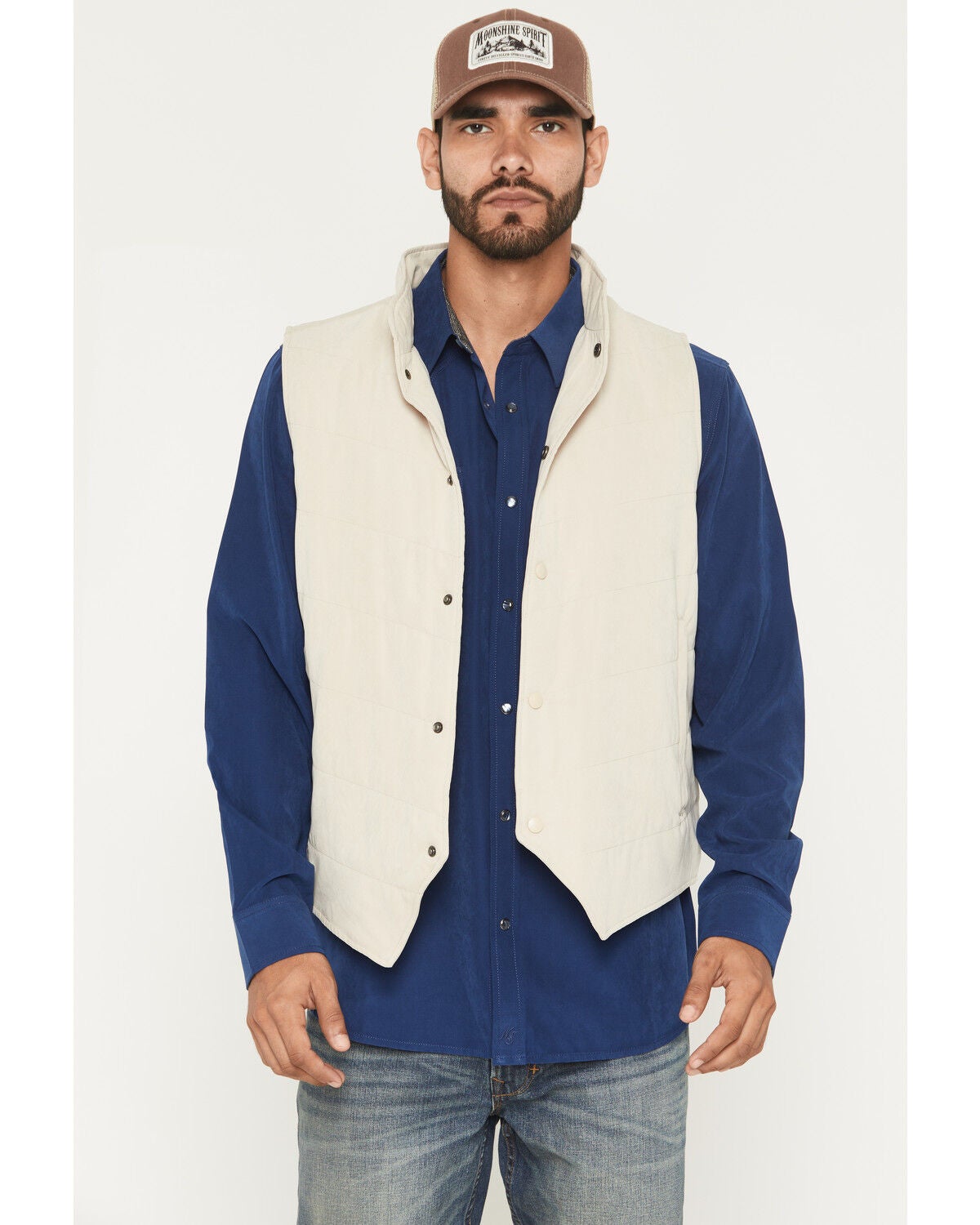 Moonshine Spirit&reg; Men's Jefferson Lightweight Moleskin Puffer Vest, Tan, hi-res