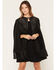 Image #2 - Shyanne Women's Shelby Faux Suede Fringe Capelet, Black, hi-res