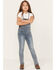 Image #1 - Hayden Girls' Medium Wash Denim Overalls, Blue, hi-res