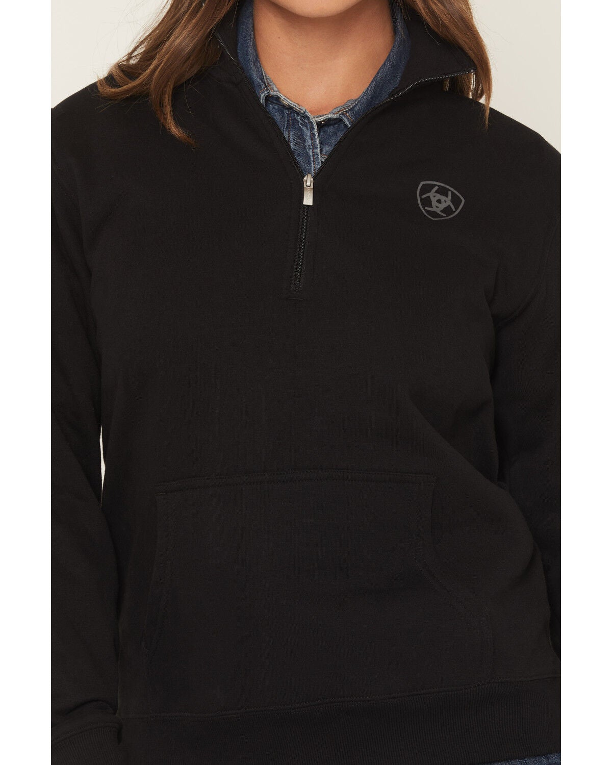 Image #3 - Ariat Women's Logo 1/2 Zip Sweatshirt, Black, hi-res