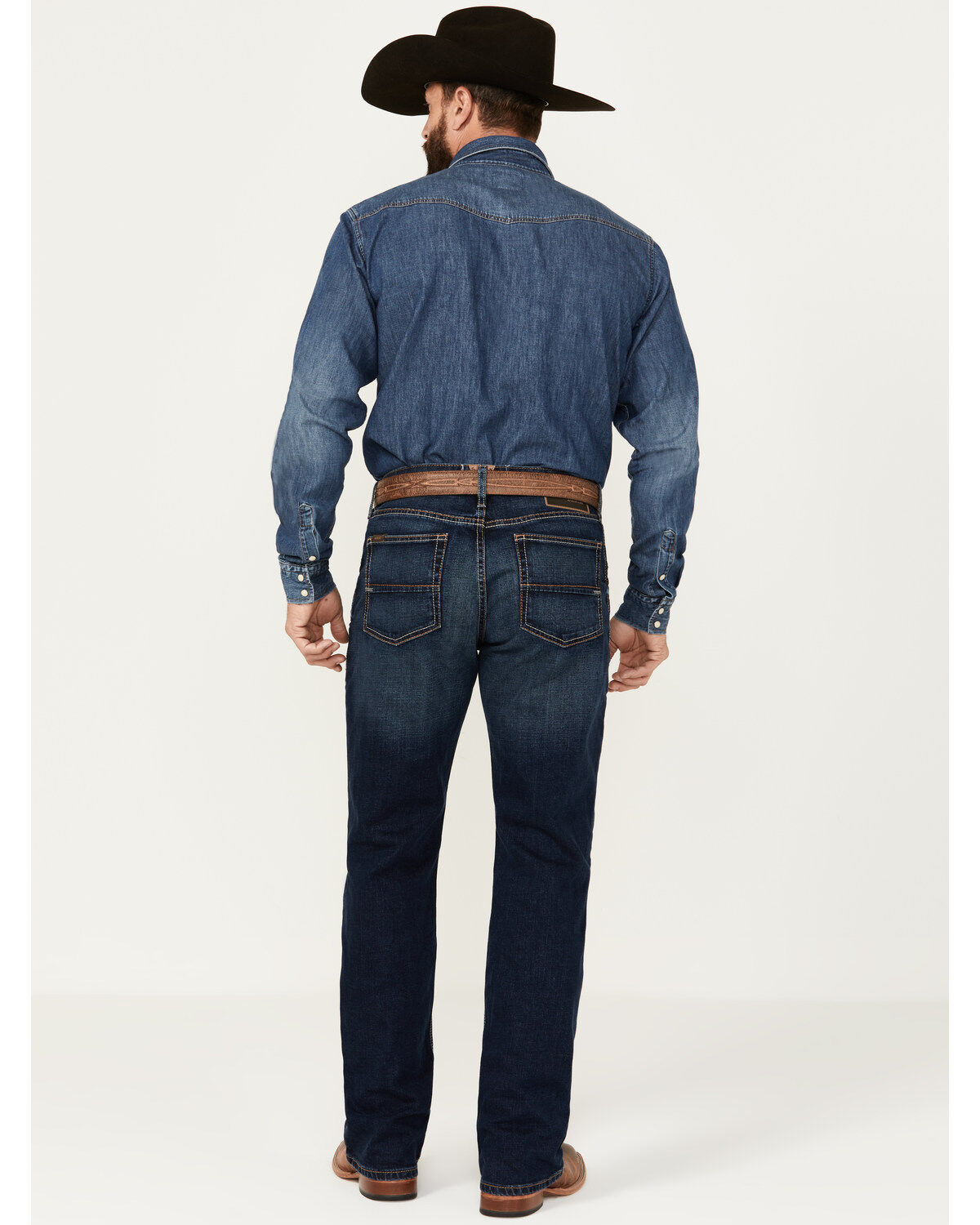 Image #3 - Ariat Men's M4 Relaxed Dustin Dark Wash Bootcut Stretch Jeans, Dark Wash, hi-res