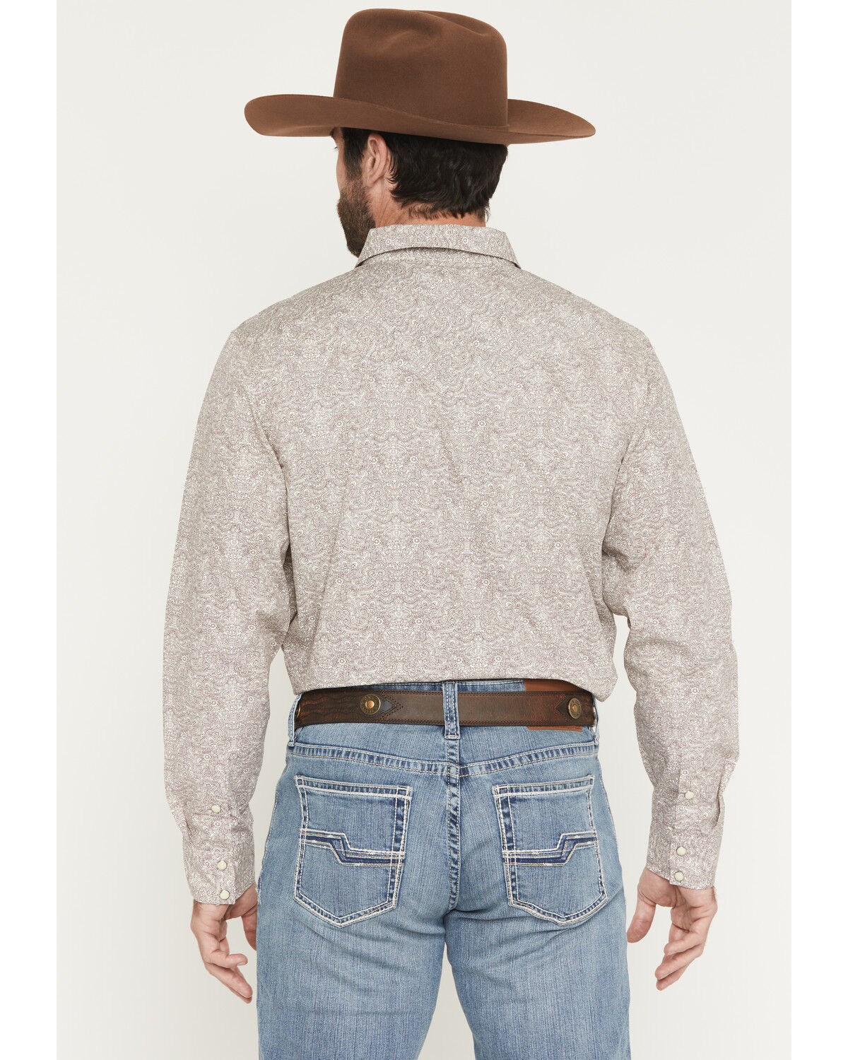 Image #4 - Gibson Trading Co Men's Mind Trap Paisley Print Long Sleeve Snap Western Shirt - Big, Ivory, hi-res