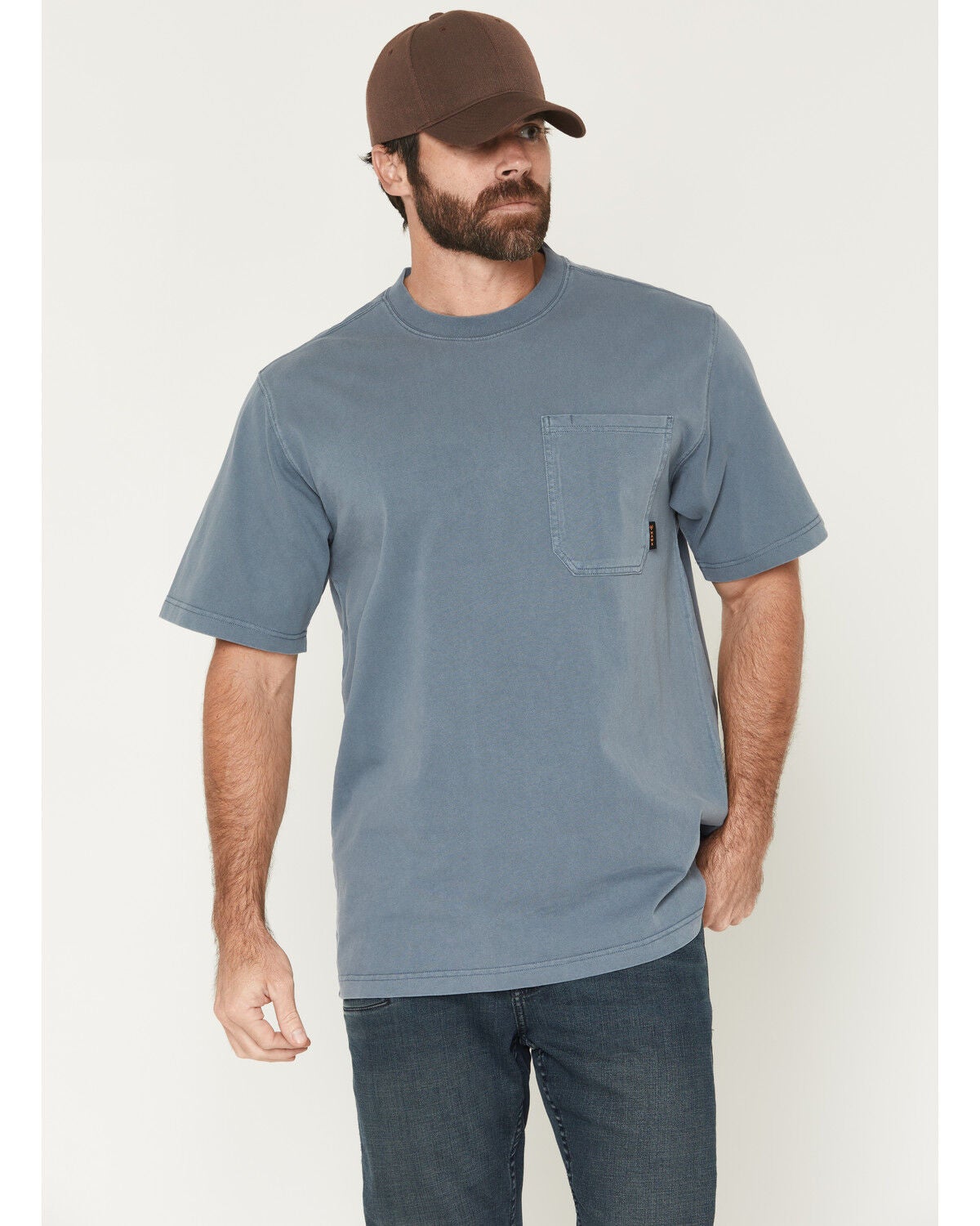 Image #1 - Hawx Men's Forge Solid Short Sleeve Pocket Work Shirt, Indigo, hi-res