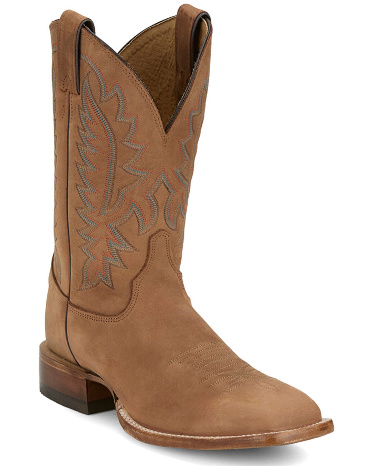 Justin Men's Rancho Western Boots - Broad Square Toe, Tan, hi-res