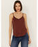 Image #1 - Shyanne Women's Crochet Trim Faux Suede Cami, Brown, hi-res
