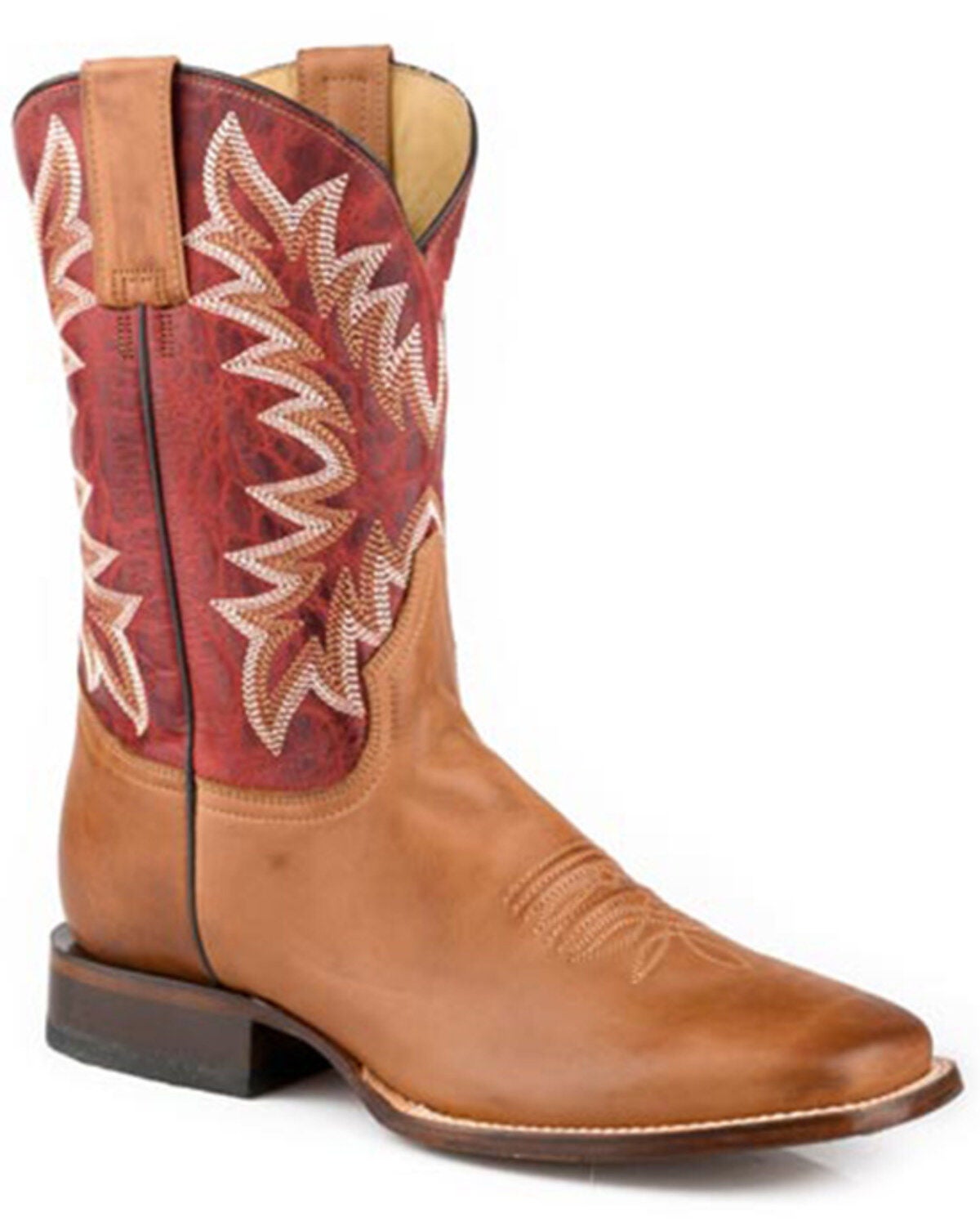 Stetson Men's Cole Western Boots - Broad Square Toe, Red, hi-res