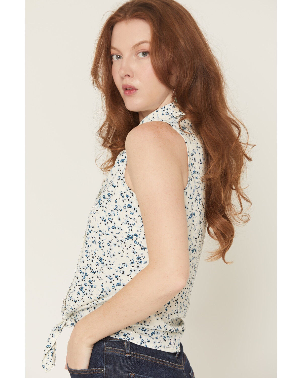 Image #2 - Idyllwind Women's Saffron Floral Print Sleeveless Button-Down Western Shirt, Cream, hi-res