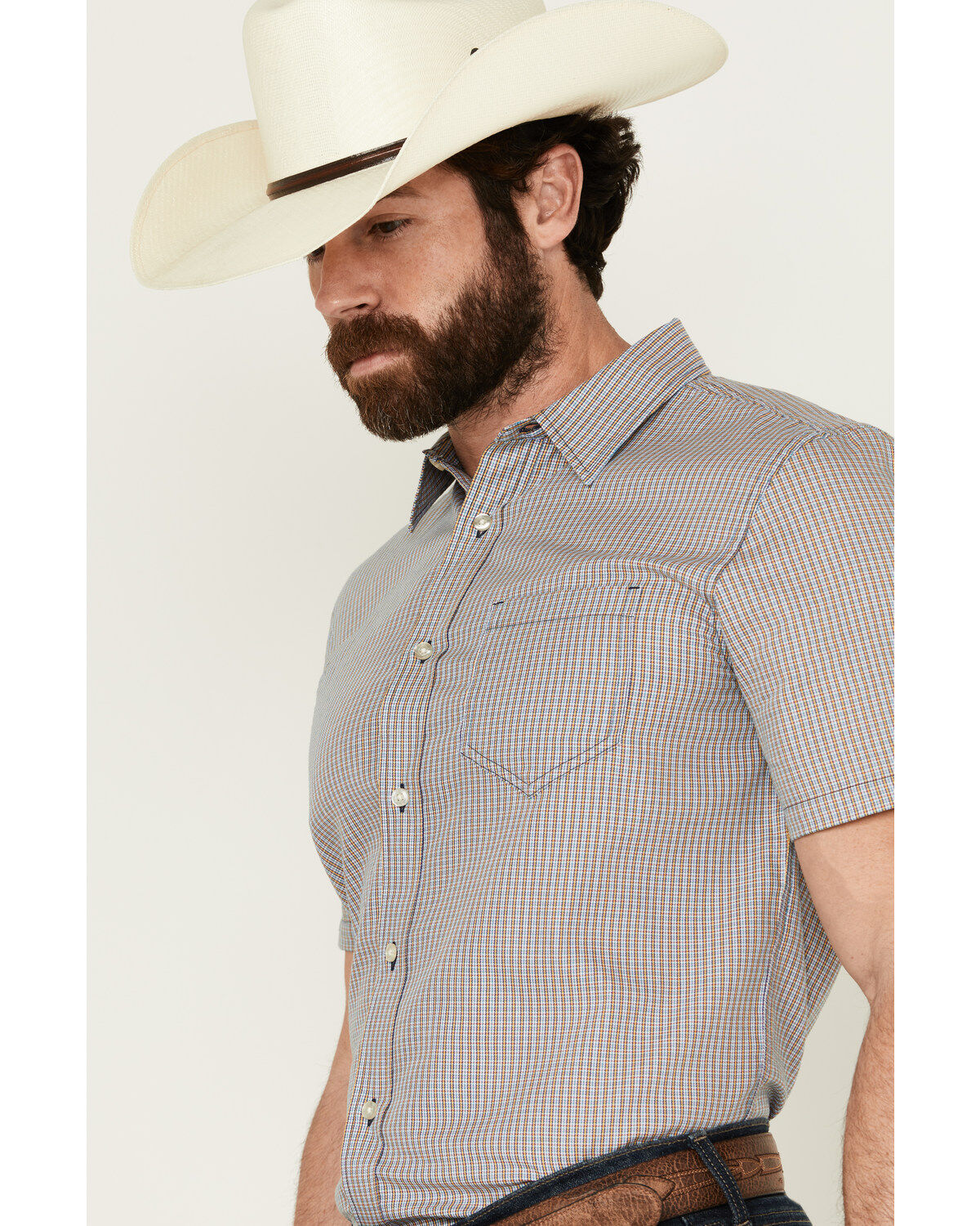 Image #2 - Gibson Men's Gold Cave Plaid Print Short Sleeve Button-Down Western Shirt, Multi, hi-res